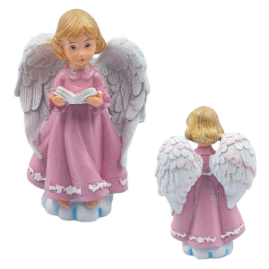 Figurka ceramiczna ANIOŁ różowy 14cm z brokatem /55017