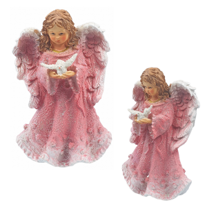 Anioł brokatowy różowy - figurka ceramiczna 25cm /34500