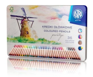 Kredki ołówkowe 36 kol. PRESTIGE metal. pud. Astra /1965