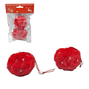 Pompon BOMBKA pluszowa 6cm czerwona 2szt /35638