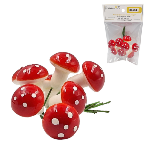 Grzybki dekoracyjne MUCHOMORKI na druciku 8szt /84504