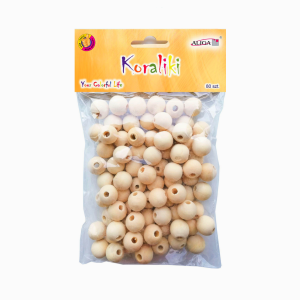  Koraliki/Kulki drewniane 14mm 80szt /33549