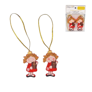 Zawieszka drewniana 6cm DZIEWCZYNKA Aniołek 2szt /22998