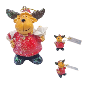 Figurka ceramiczna RENIFEREK 6cm z brokatem /54148