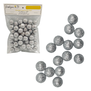 Kulki brokatowe 1,8cm SREBRNE 20g /70453