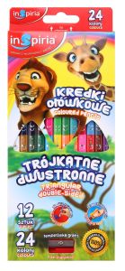 Kredki ołówkowe dwustronne 12szt/24kolory INSPIRIA /3927