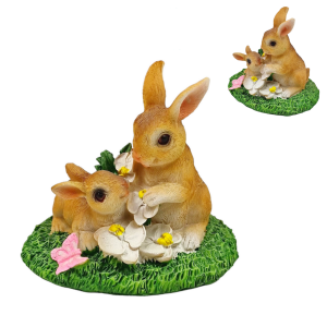 Zajączki na trawie - figurka ceramiczna 12 x 13cm /09194