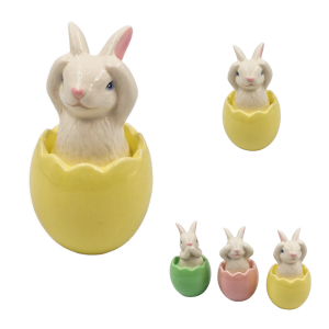 Zajączek w skorupce - figurka ceramiczna 10cm ŻÓŁTA /42385