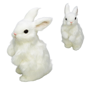 Zajączek BIAŁY stojący 17cm futerko /27737