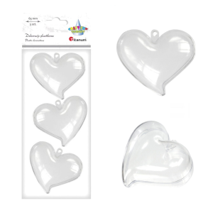 Serce akrylowe 6,5cm otwierane 3szt /21476