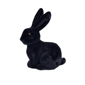 Królik / Zając flokowany 16cm CZARNY /41740
