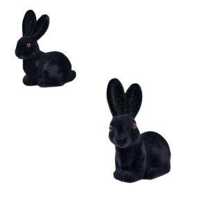 Królik / Zając flokowany 11cm CZARNY /41481