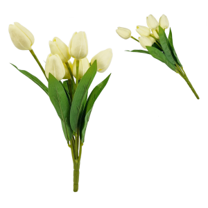 Tulipany gumowe BIAŁE gałązka 7szt /75766-W