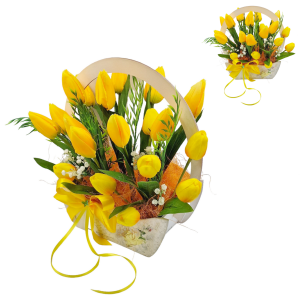Stroik/Kompozycja - TULIPANY w koszu ŻÓŁTE /88088