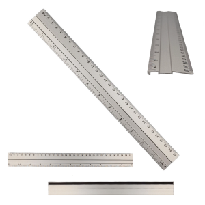 Linijka aluminiowa 30cm z paskiem antypoślizgowym /20780