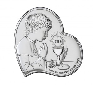 Pamiątka I KOMUNII - obrazek srebrny CHŁOPIEC /SOC-1110