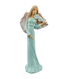 Figurka ceramiczna ANIOŁ 38cm "Mira" ze skrzypcami miętowy /17564-MT