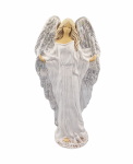 Figurka ceramiczna ANIOŁ STRÓŻ 43cm "Gloria" biały brokat srebrny /52319-BBS