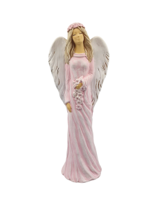 Figurka ceramiczna ANIOŁ 36cm "Julita" różowy /17557-R