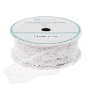 Tasiemka WSTĄŻKA koronkowa 25mm x 2m BIAŁA /10534