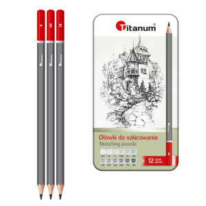 Zestaw ołówków technicznych 12 szt metalowe pudełko /87574
