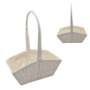 Koszyk ozdobny PROSTOKĄTNY 34x15x26cm BIAŁY /69893-B