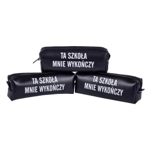 Piórnik saszetka CZARNY skóra ekologiczna nadruk PEN571 /44046