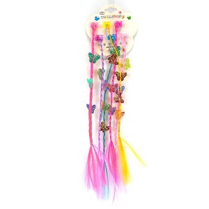 Ozdoba do włosów - WARKOCZYKI 38cm 6szt z motylkami /58700