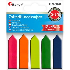 Zakładki indeksujące - znaczniki samoprzyl. 12x45mm 5kol.x25 /15196