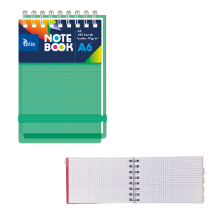 Kołonotatnik A6/100k. kratka PP NOTEBOOK na spirali zielony /03537