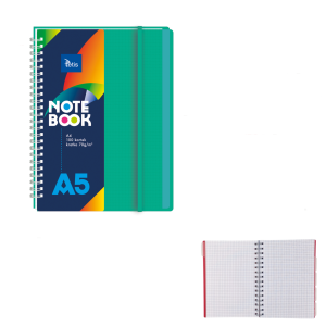 Kołonotatnik A5/100k. kratka PP NOTEBOOK na spirali zielony /03520