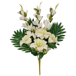 Bukiet kwiatów LILIE/MIECZYKI 11 gałązek na stelażu - 64cm /55928-B