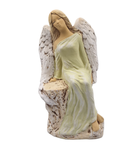 Figurka ceramiczna ANIOŁ siedzący "Wera" na tea-light zielony /53774-ZP
