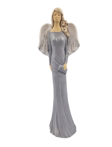 Figurka ceramiczna ANIOŁ 41cm "Sophie" grafitowy z torebką /11616-GP