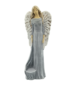 Figurka ceramiczna ANIOŁ "Selena" na tea-light grafitowy /56287-GP