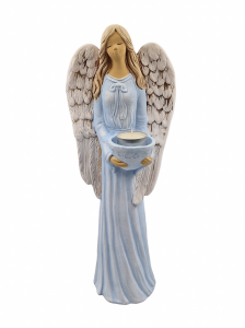 Figurka ceramiczna ANIOŁ 41cm "Tereza" na tea-light błękitny /58052-BP