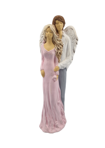 Figurka ceramiczna ANIOŁ PARA 37cm "Narzeczeni" różowy /17601-RJ