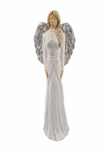 Figurka ceramiczna ANIOŁ 42cm "Kaja" biały brokat /13528-BB