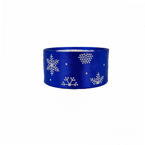 Wstążka satynowa chabrowa ŚNIEŻYNKI 38mm x 22m /59344