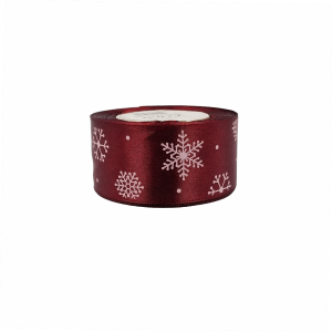 Wstążka satynowa bordowa ŚNIEŻYNKI 38mm x 22m /59320