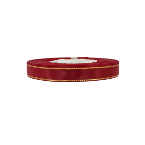 Wstążka rypsowa BORDOWA złote paski 12mm x 18m /87217