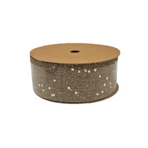Wstążka JUTOWA z brokatem 4cm x 7Y ZŁOTA /25142