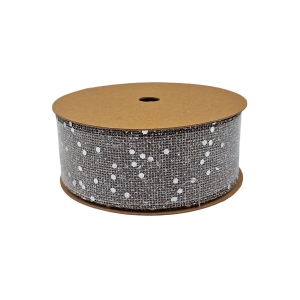 Wstążka JUTOWA z brokatem 4cm x 7Y SREBRNA /25166