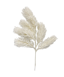 Gałązka świąteczna BIAŁA ośnieżona z brokatem -BN 30cm /25429-B