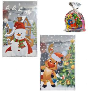 Worek celofan ozdobny świąteczny 40x25 - torba prezentowa MIKOŁAJOWA /68926-SR
