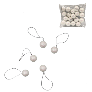 Kulki brokatowe 2,5cm BIAŁE - PERŁOWE 18szt /05353/5377