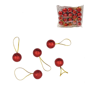 Kulki brokatowe 2,5cm CZERWONE 18szt /05278
