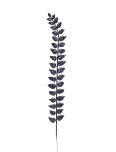 Gałązka ozdobna brokatowa LIŚĆ PAPROCI 40cm CZARNY /35291