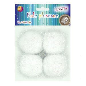 Pompony KULE PLUSZOWE metalizowane PERŁOWE 50mm 4 szt /53202