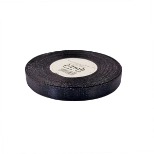 Wstążka satynowa z brokatem CZARNA 12mm x 22m /10345